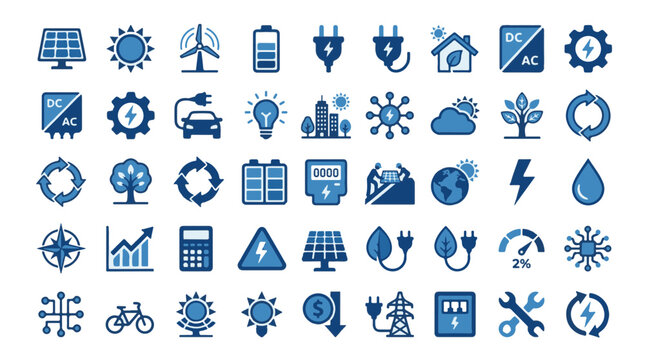 Modern Solar Energy Icons Collection for Sustainable Technology