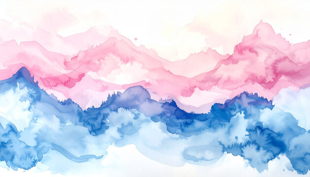 Arte abstrata em aquarela de paisagem de montanhas