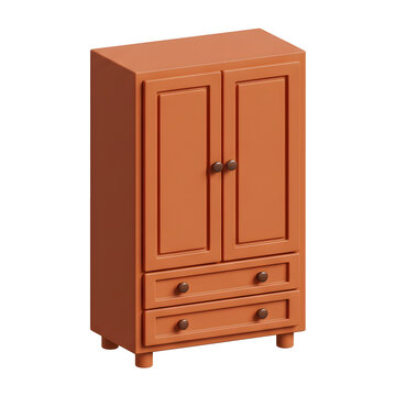 Orange Wardrobe with Two Doors and Two Drawers