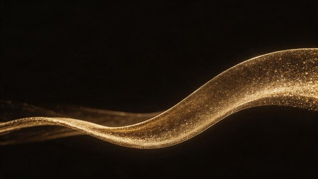 Golden sparkling wave on black background