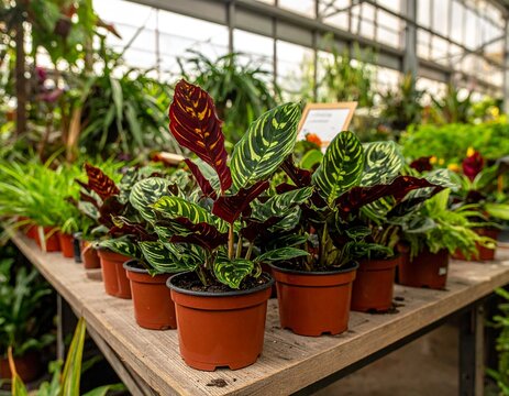 Greenhouse plants on display
