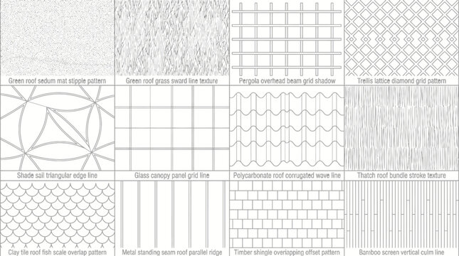 Set of Twelve Architectural and Geometric Line Patterns.
