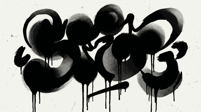 Black and white graffiti spray paint bubble lettering tag.