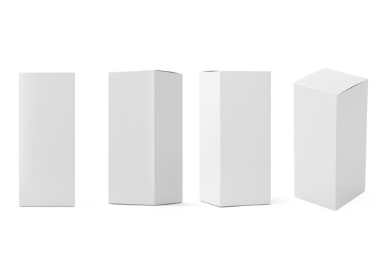 Tall Paper box set mockup 3d rendering on transparent background
