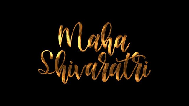 Maha shivaratri text animation in gold. Suitable for posters, social media graphics, or invitations.