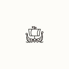 Minimalist line drawing of a historic sailing ship © ikal