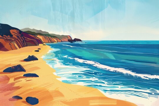 Beach illustration nature landscape outdoors.