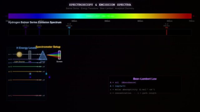 Spectroscopy Animation Showing Light Absorption Emission Spectrum Analysis and Molecular Identification