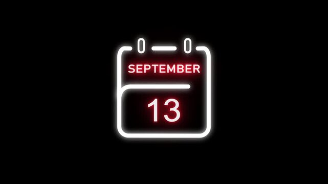 September calendar icon. 13 August calendar date animation. Countdown calendar concept. and stunning 4k animation.