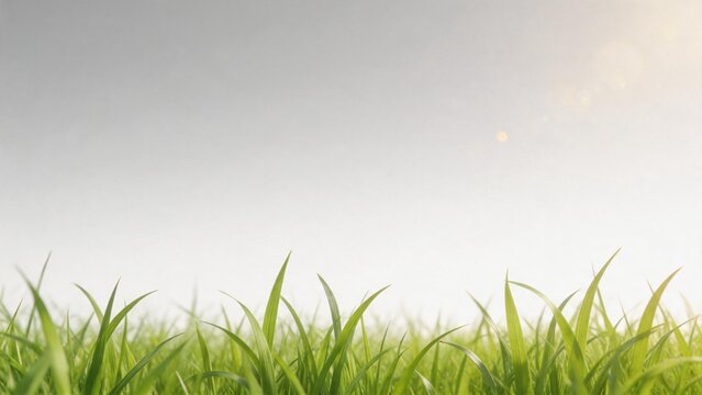 Green grass under bright sky
