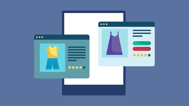 Tablet with ecommerce tech 2d animation with alpha matte