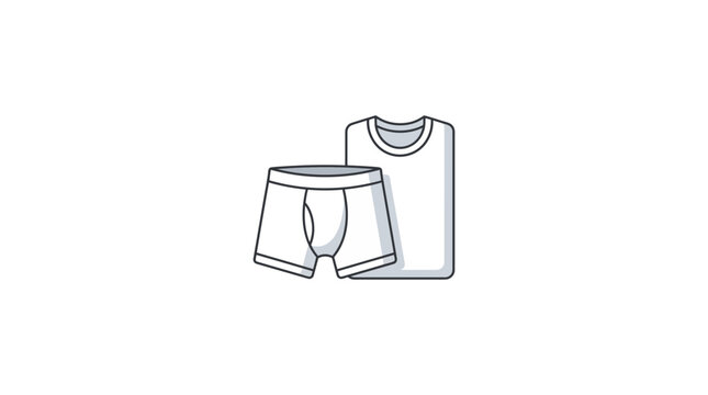 Minimalist Line Art Illustration of Men Underwear and Undershirt Set
