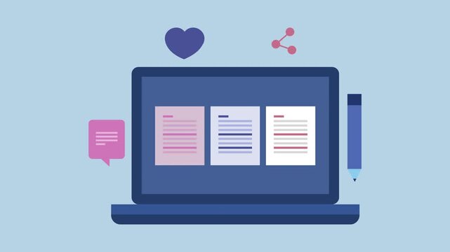 Content writing service, Writing article, journal, Digital content marketing 2d animation with alpha matte
