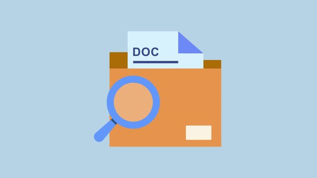Search document in folder, explore folder concept 2d animation with alpha matte
