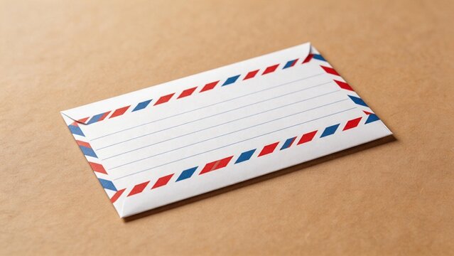 Closed envelope with red and blue stripes