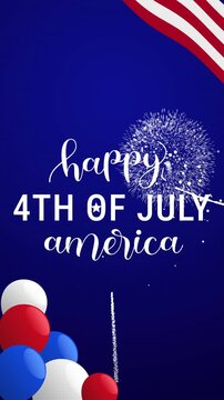 4th july text in celebration of happy independence day. Ideal for vertical social media posts, invitations, and event promotions.