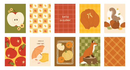 Abstract fall autumn background and pattern vector set. Design for card, greeting card, cover, poster. © babeer