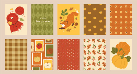 Abstract fall autumn background and pattern vector set. Design for card, greeting card, cover, poster. © babeer