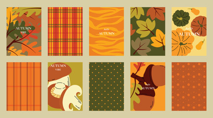 Abstract fall autumn background and pattern vector set. Design for card, greeting card, cover, poster. © babeer