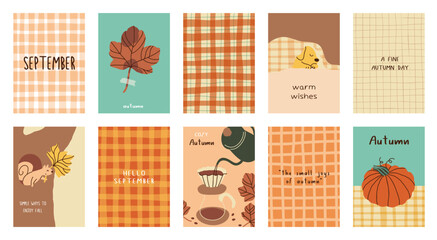 Abstract fall autumn background and pattern vector set. Design for card, greeting card, cover, poster. © babeer
