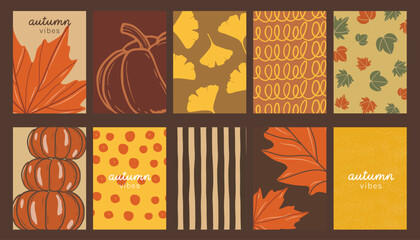 Abstract fall autumn background and pattern vector set. Design for card, greeting card, cover, poster. © babeer