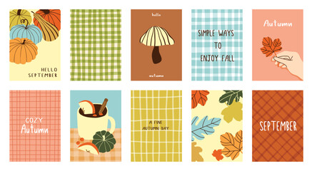 Abstract fall autumn background and pattern vector set. Design for card, greeting card, cover, poster. © babeer