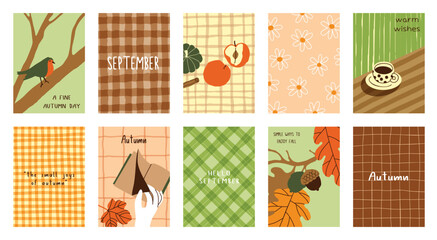 Abstract fall autumn background and pattern vector set. Design for card, greeting card, cover, poster. © babeer