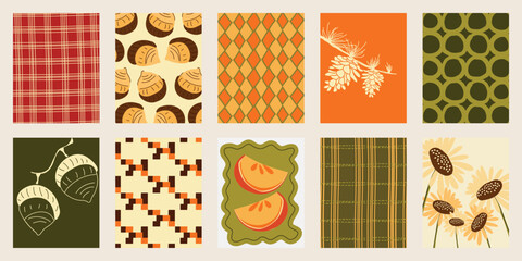Abstract fall autumn background and pattern vector set. Design for card, greeting card, cover, poster. © babeer
