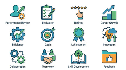 Fototapeta premium Business icons for performance review.