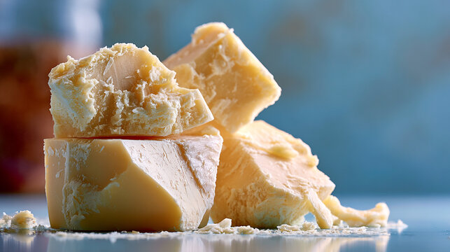 Macro Close Up of Raw Shea Butter Texture and Natural Surface