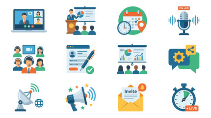 Fototapeta premium Business communication and productivity icons.