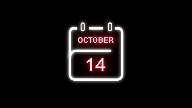 October calendar icon. 14 October calendar date animation. Countdown calendar concept. and stunning 4k animation.