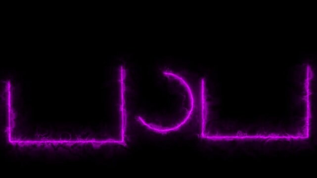 Animated glowing saber frame, neon fire border effect, abstract light loop animation, black background laser visuals, vj graphics footage, seamless motion backdrop, the saber animation