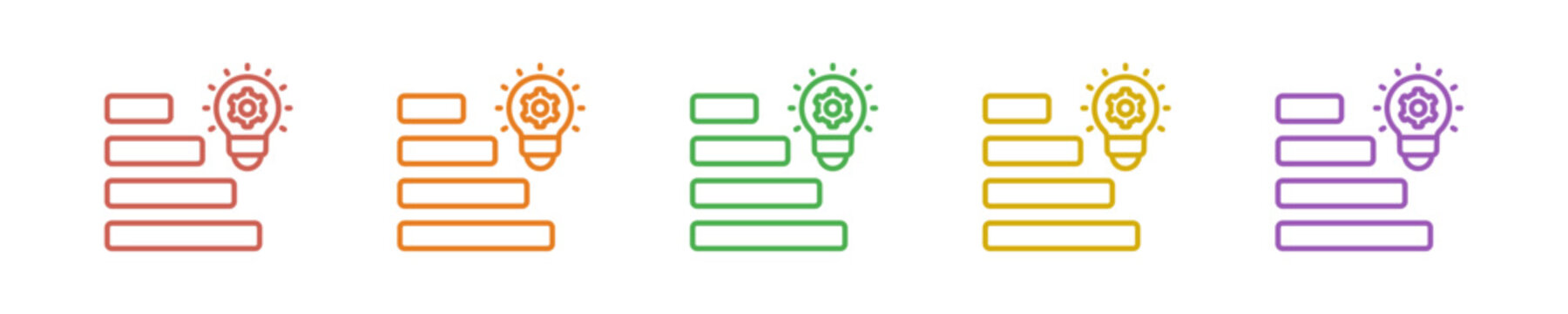 Level Competence Icon Set Multiple Style Collection. Vector Illustration Concept Designed In Line Colorful Style