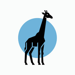 Black silhouette of a giraffe standing. © Logo