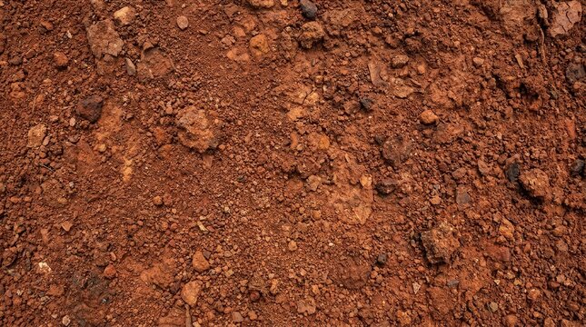 Red laterite soil texture background close up detail