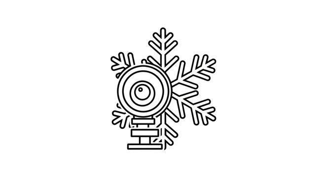 Minimalist webcam camera lens merged with a snowflake pattern.