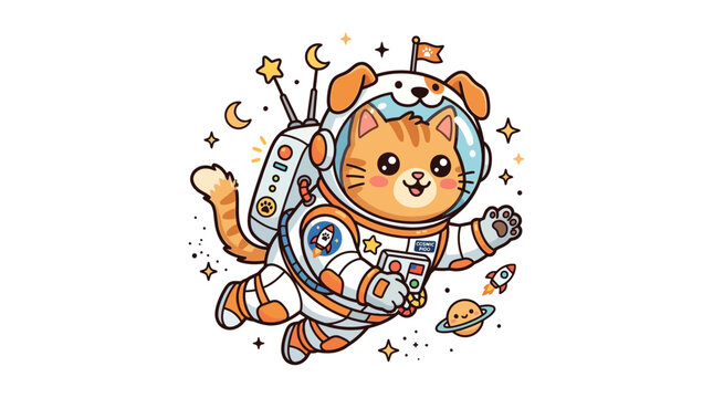 Cartoon cat in space suit.