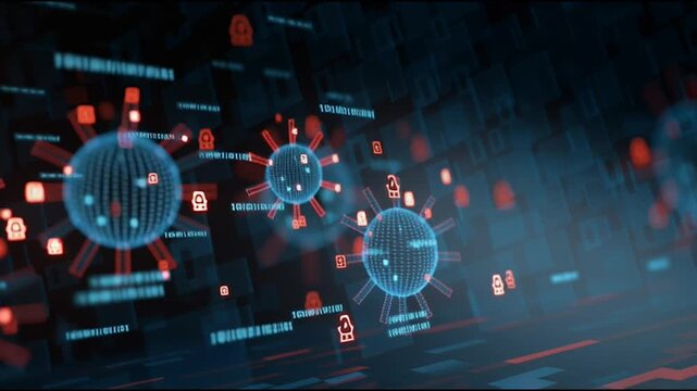 abstract innovative cyber security network, using interconnected nodes to represent business partnerships on the Smart digital Innovation city with connection network reciprocity over the smart city