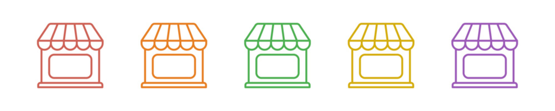 Store Icon Set Multiple Style Collection. Vector Illustration Concept Designed In Line Colorful Style
