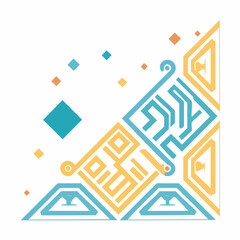 Obraz premium Abstract Geometric Islamic Pattern in Blue and Yellow