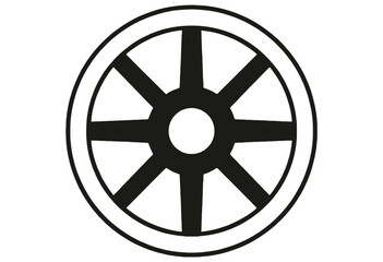 Fototapeta premium Wheel Spoked Outline Icon Graphic for Modern Transportation and Industrial Design Projects