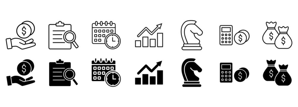 sales growth icon set. The amount by which the average sales volume of a company's products or services has grown vector illustration