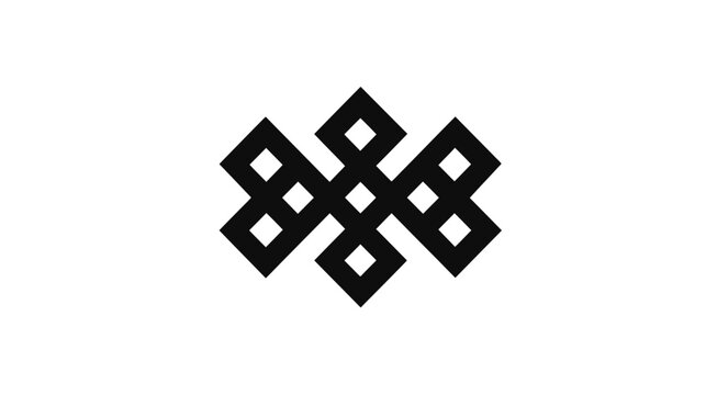 Abstract geometric knot pattern. Modern black symmetrical interwoven design element on a clean white background. Minimalist graphic symbol.