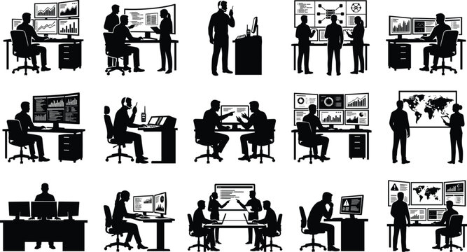 Security Operations Center Icons. Monitoring, Incident Response, Cybersecurity Vector Illustration