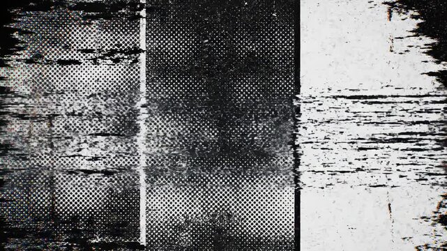 Gritty Urban Grunge Background with Halftone Patterns and Distressed Stripes ideal for Edgy Motion Graphics.