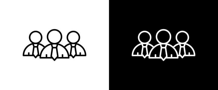 Employee white and black icon set design