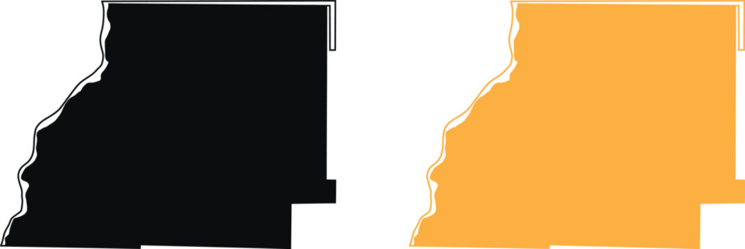 Map of guinea bissau country silhouette in black and orange colors