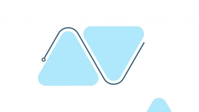 Blue triangle infographic 3 steps template animation, sequence options HD video, process layout empty design element, animated blank diagram visualization motion graphics on transparent background