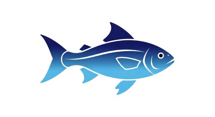 Fototapeta premium A blue fish swimming in an ocean with a white background.